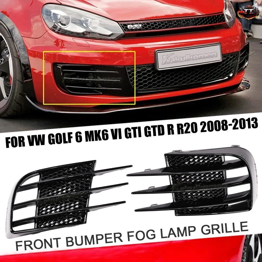 車のフロントバンパーフォグランプグリルスポイラーVWゴルフ6 MK6 VI GTI GTD R R20 2008-2013フォグライトアイブロウアイウィンドナイフト