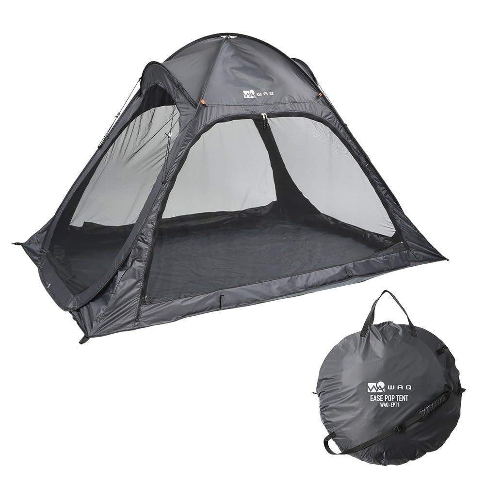 WAQ EASE POP TENT ポップアップテント 日除け 完全遮光 UVカット 2人用 3人用 ワンタッチ フルクローズ 軽量 持ち運び便利 アウトドア レジャー ピクニック 公園 運動会 海水浴 川 プール 暑さ対策に最適 (CHARCOAL（チャコー 9,856円