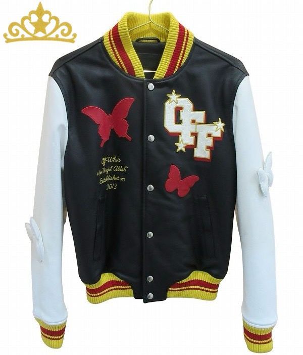 OFF WHITE 2013 Leather Varsity ブルゾン ジャケット レディース オフホワイト