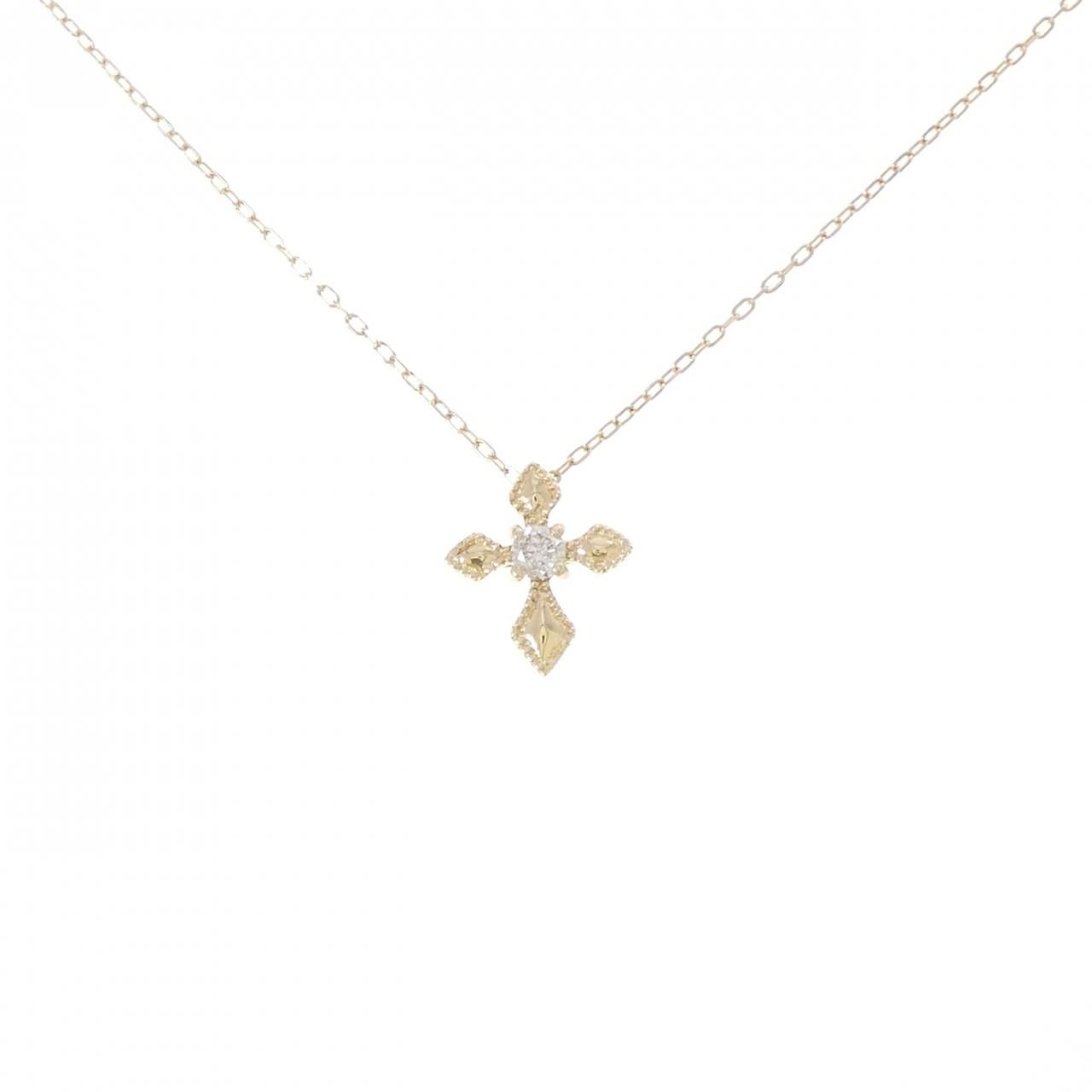 K18YG クロス ダイヤモンド ネックレス 0.07CT