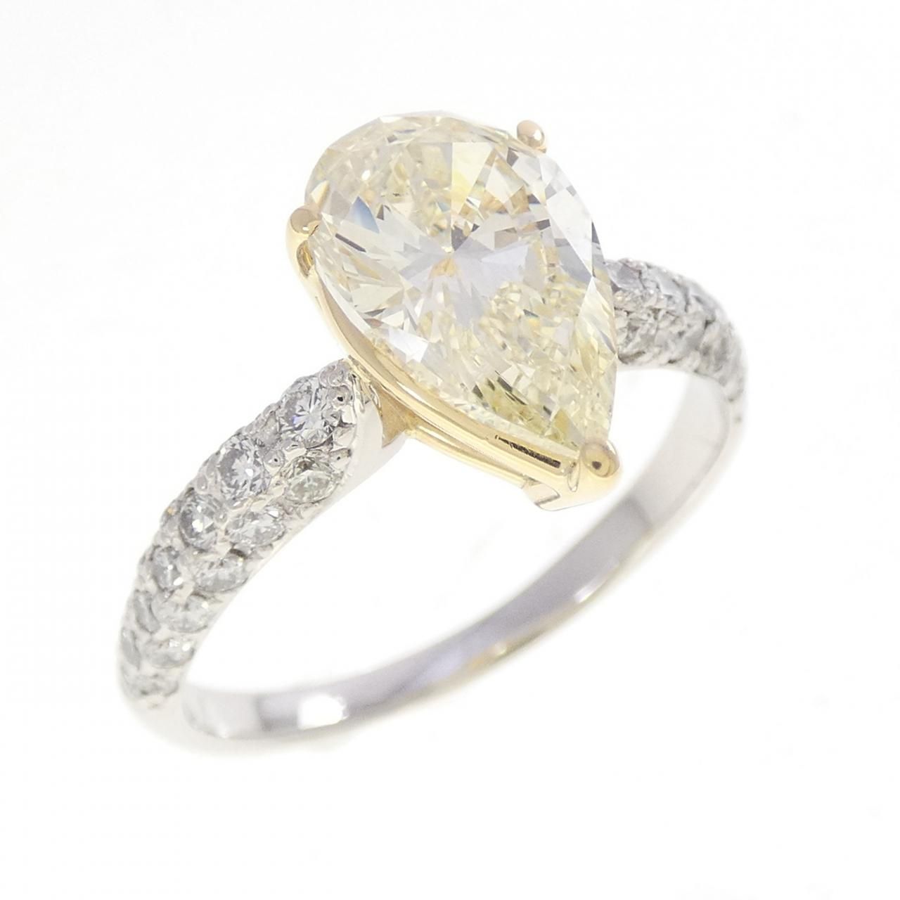 PT900/K18YG ダイヤモンド リング 2.054CT LY SI1 ペアシェイプ