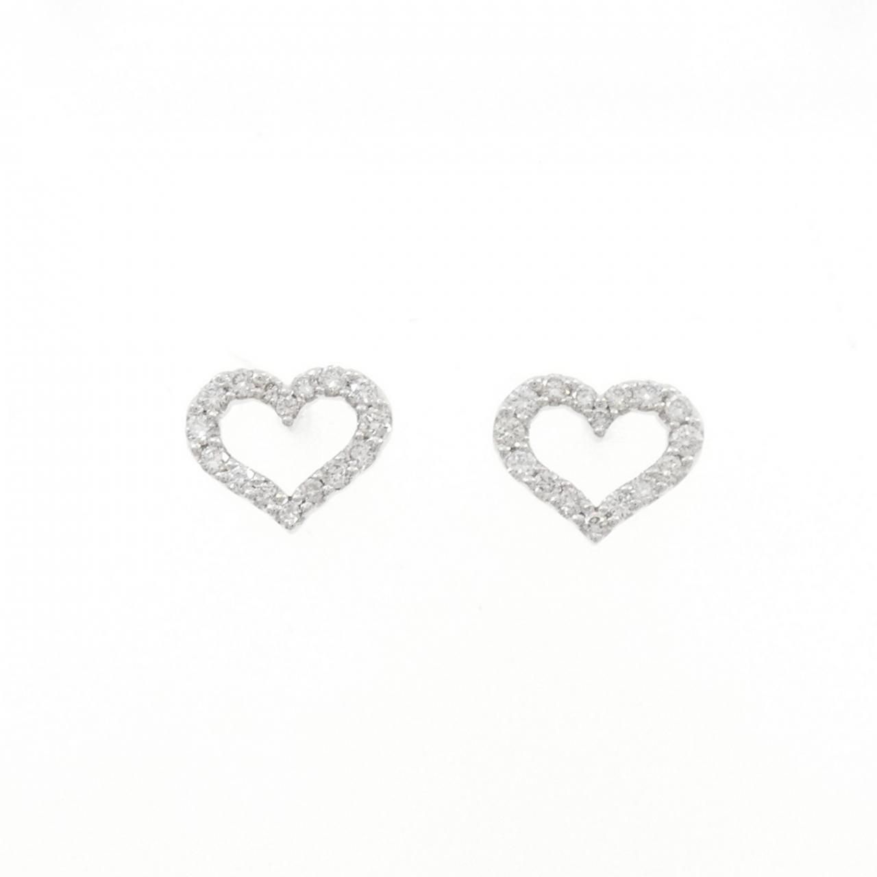 750WG/K18WG ハート ダイヤモンド ピアス 0.33CT