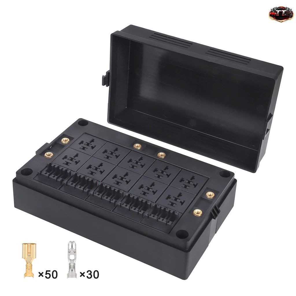 12V 10ウェイ カーリレーボックス ヒューズボックス 15ウェイ ブレードヒューズホルダーブロック プラスチック製 マリン SUV トラック用 銅