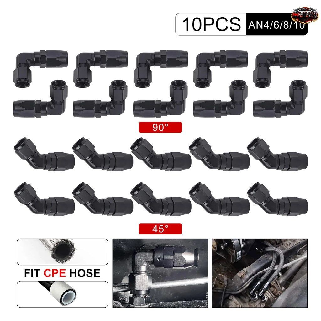 10個 AN4 AN6 AN8 AN10 TINGS 鍛造タイプ スイベルホースアダプター 45度 AN10 90度 CAR CPE オイルクーラー燃料