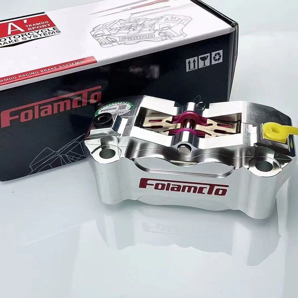 ユニバーサル100mmマウントオートバイフロントリアブレーキキャリパー4ピストンディスクブレーキポンプ ホンダヤマハカワサキスズキNiu Ninebot用