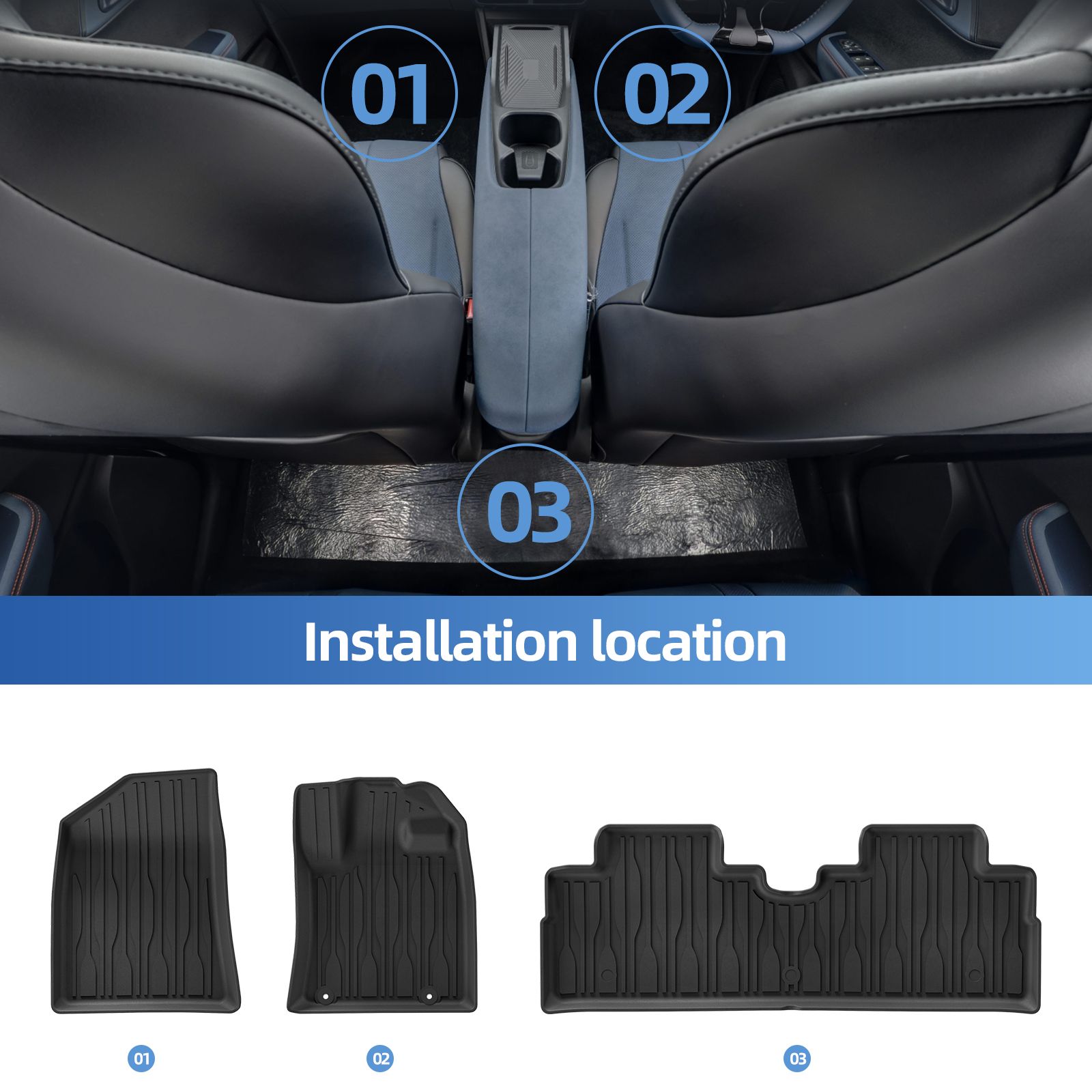 BYD シーガル/ドルフィンサーフ/ATTO 1 2025 車用フロアマット カーゴライナー トランクパッド TPE 3Dフットマット 防水保護 ブラック