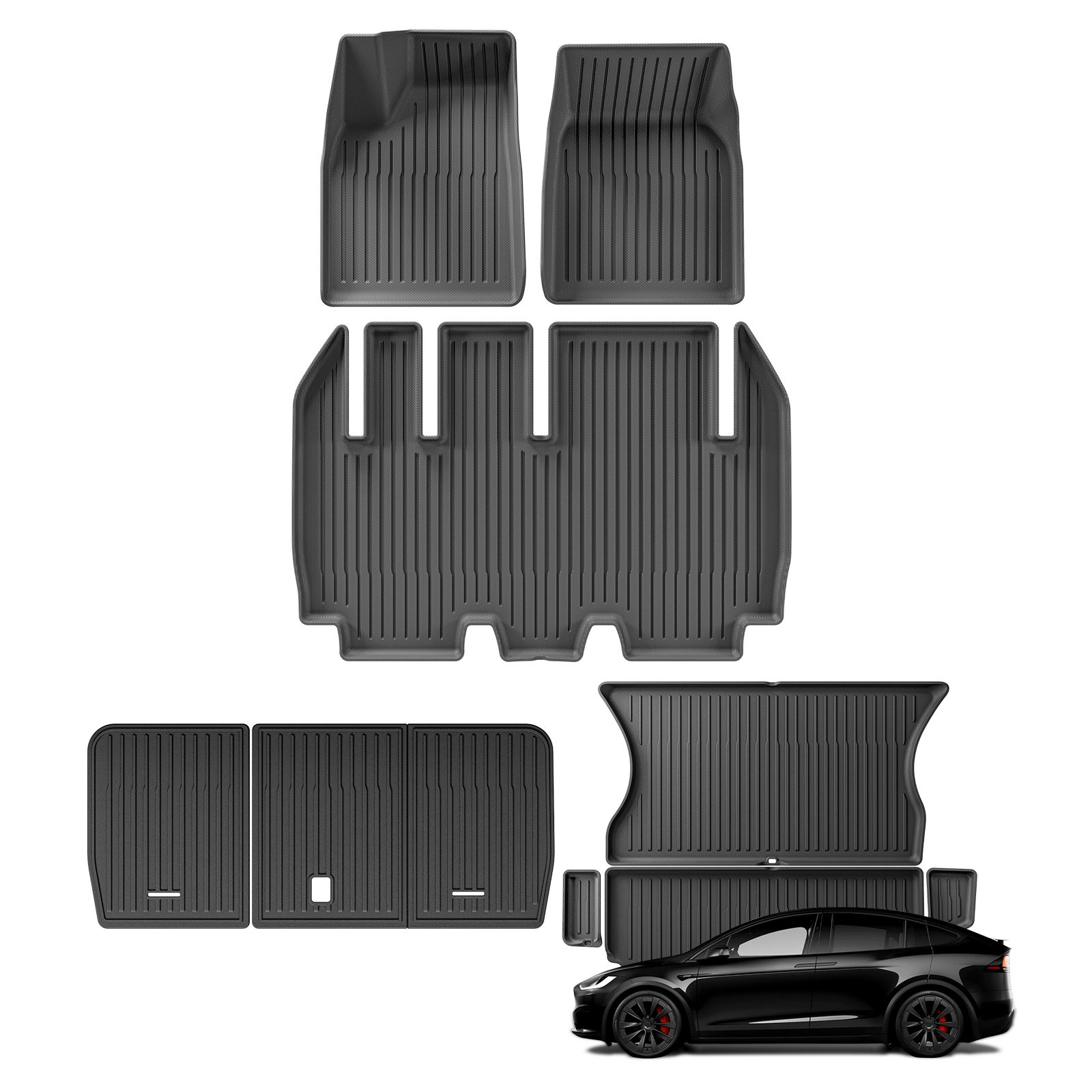 テスラ モデルX 2024 5/6/7シート TPE 3Dカーフロアマット カーゴライナー トランクパッド 防水保護 左ハンドル用