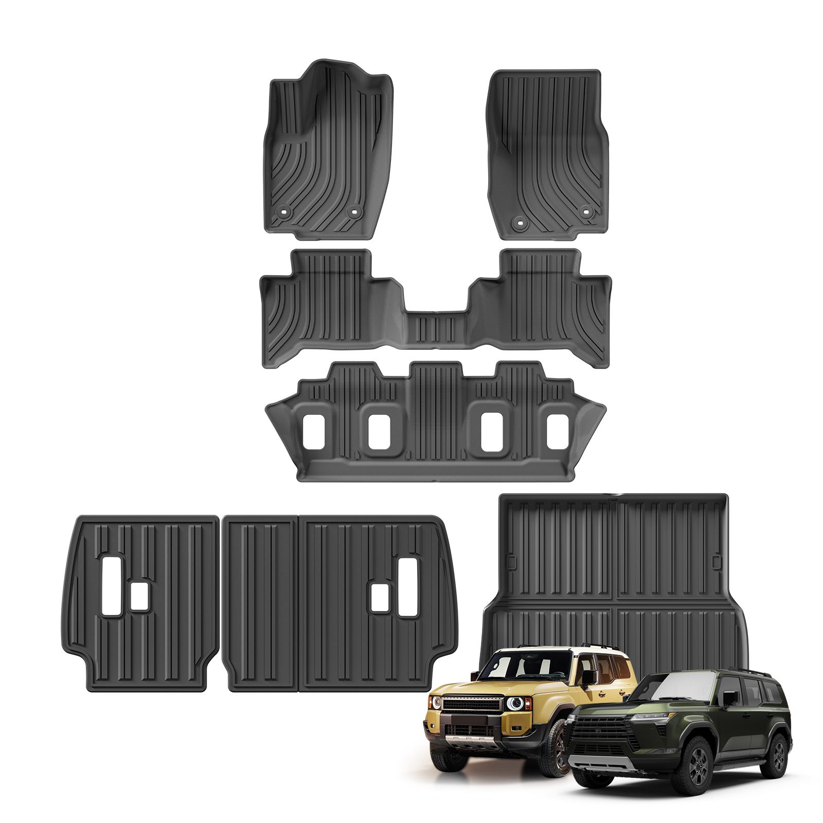トヨタランドクルーザープラド J250 LC250 2024 5 席米国バージョン車のフロアマットトランクパッド TPE 3D フットマット黒左舵