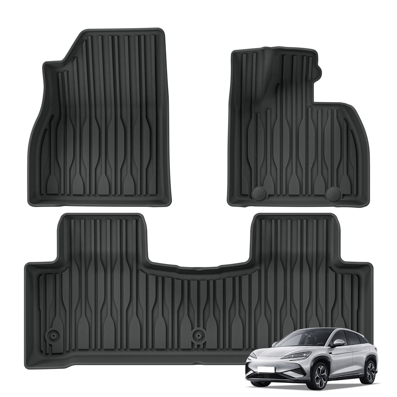BYD シーライオン7 EVモデル 2024 2025 TPE 3Dカーフロアマット カーゴライナーパッド 防水 全天候型アクセサリー ブラック (右ハンドル車用)