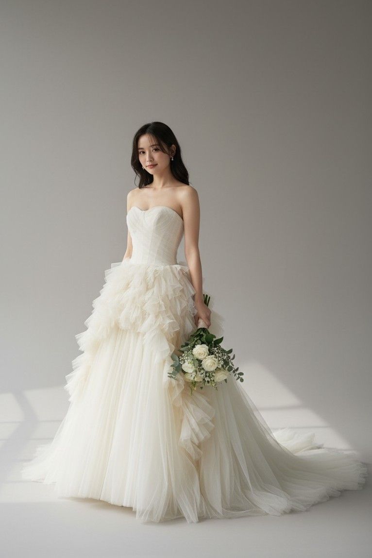 ヴェラウォン VERA WANG BRIDE ヘイリー Hayley プリンセスライン ウェディングドレス アイボリーホワイト 白 チュール　花びら　フラワーモチーフ