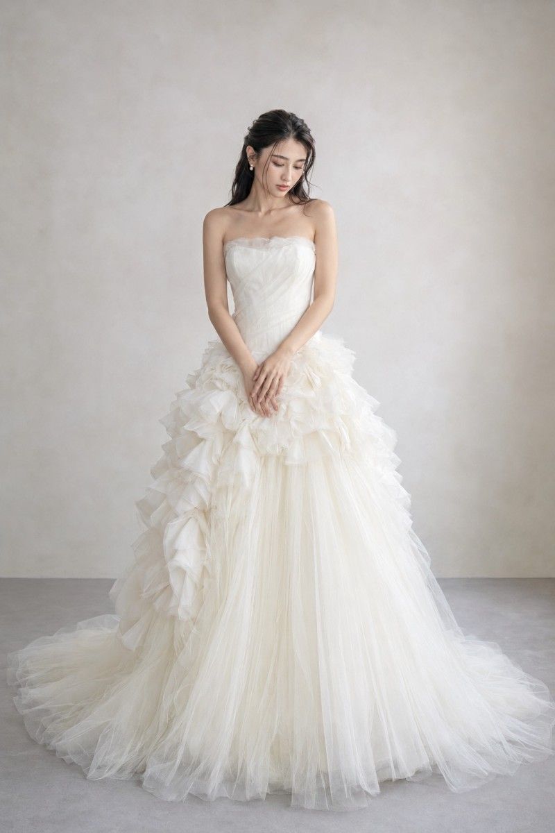 ヴェラウォン VERA WANG BRIDE Hayley ヘイリー プリンセスライン ウェディングドレス アイボリー 白 ファーストオーナー チュール アシンメトリー