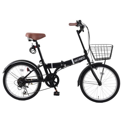 ★新品★206-1B 折りたたみ自転車 20インチ 自転車 軽量 シマノ6段変速ギア カゴ ワイヤー錠・LEDライト 折り畳み 通勤 通学 街乗り [並行輸入品]