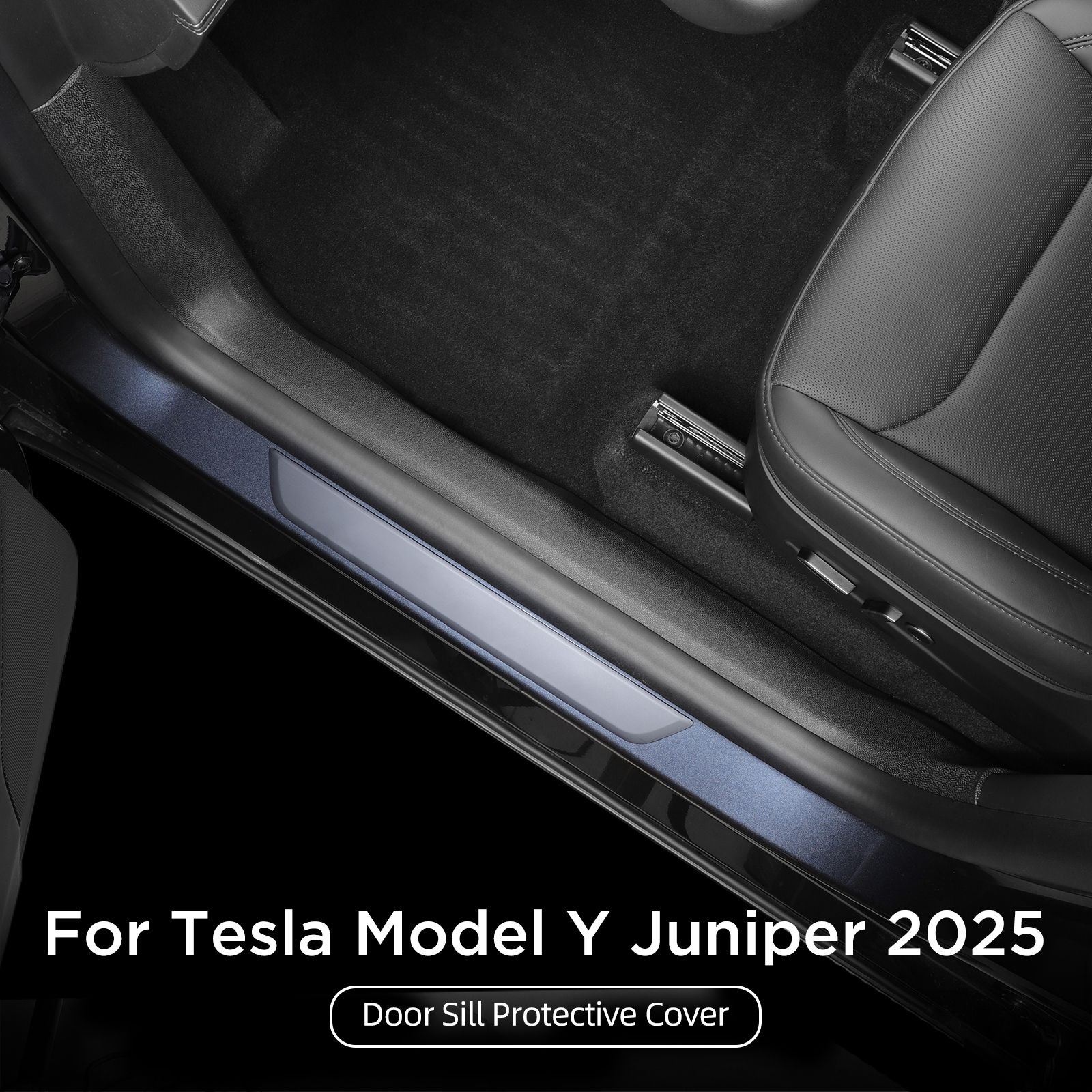 テスラ モデルY ローンチ2025 2026 ジュニパー セントラルコントロールサイド アンチキックパッド TPE ドアシルストリップガード 保護カバー