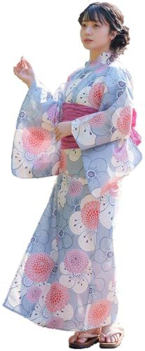 [遊楽庵] セパレート 浴衣 綿100％ レディース シワ兵児帯セット or 二部式浴衣単品e 6ef778c1