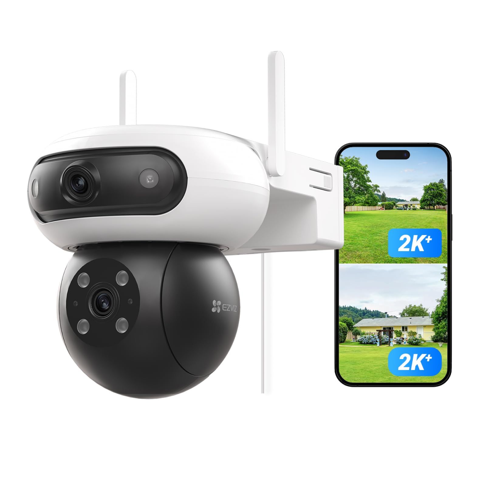 ★新品★【2026新型】EZVIZ (イージービズ)防犯カメラ 屋外 C90【2K+ デュアルレンズ / 360°撮影可能/パンチルト/自動追尾/カラー暗視/有線 / 2.4GHz Wi-Fi/AI人体・車両検知/常時録画/防水防塵/防犯対策/双方向会話/簡単