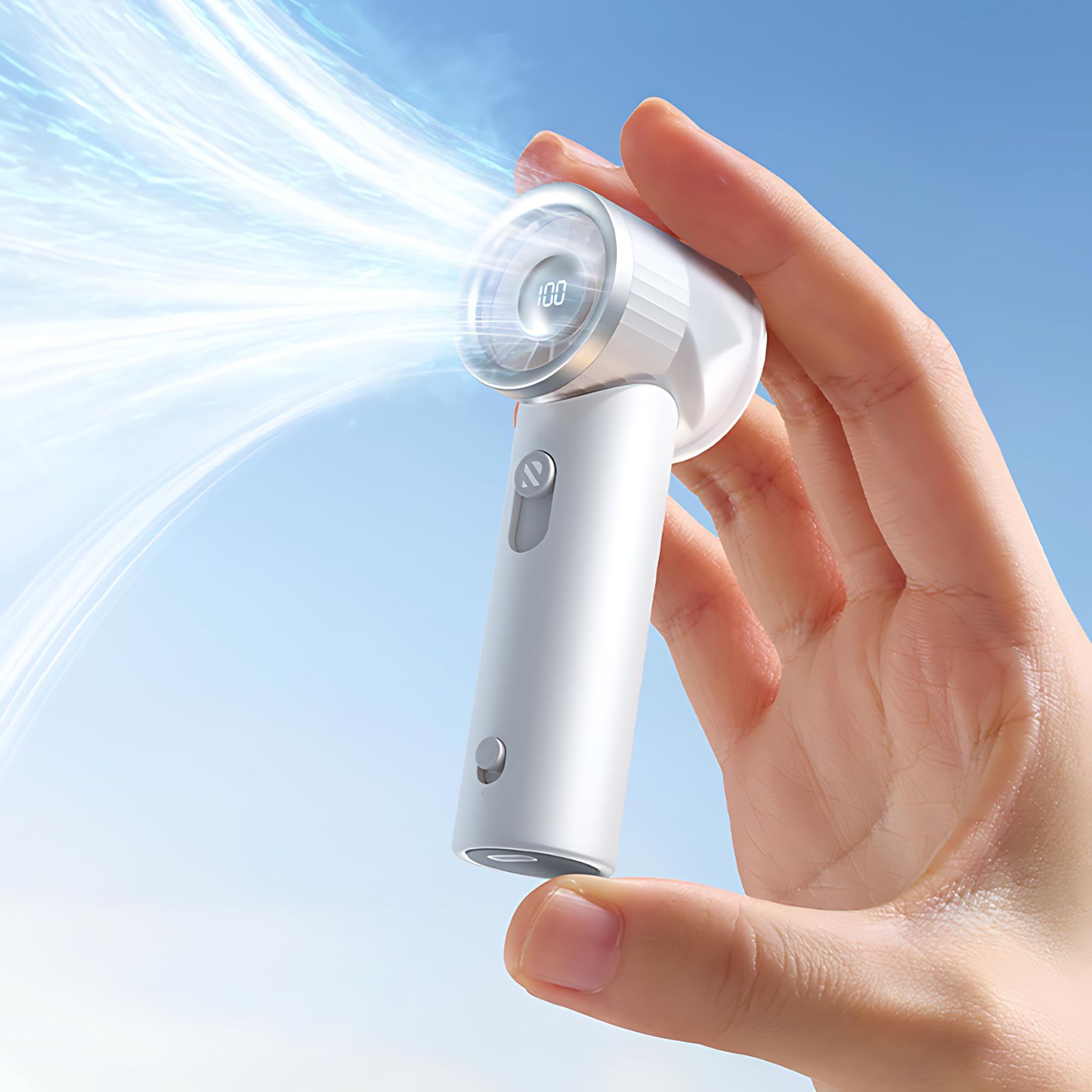 RANVOO ハンディファン【究極小型化・驚きの強風】扇風機 ハンディ 1-100段階風量調節 20,000RPM LEDディスプレイ ミニ扇風機 コンパクト 強力 万博 暑さ対策 熱中症対策 子供 通勤 屋外 旅行 プレゼント スノーホワイ 139573e8
