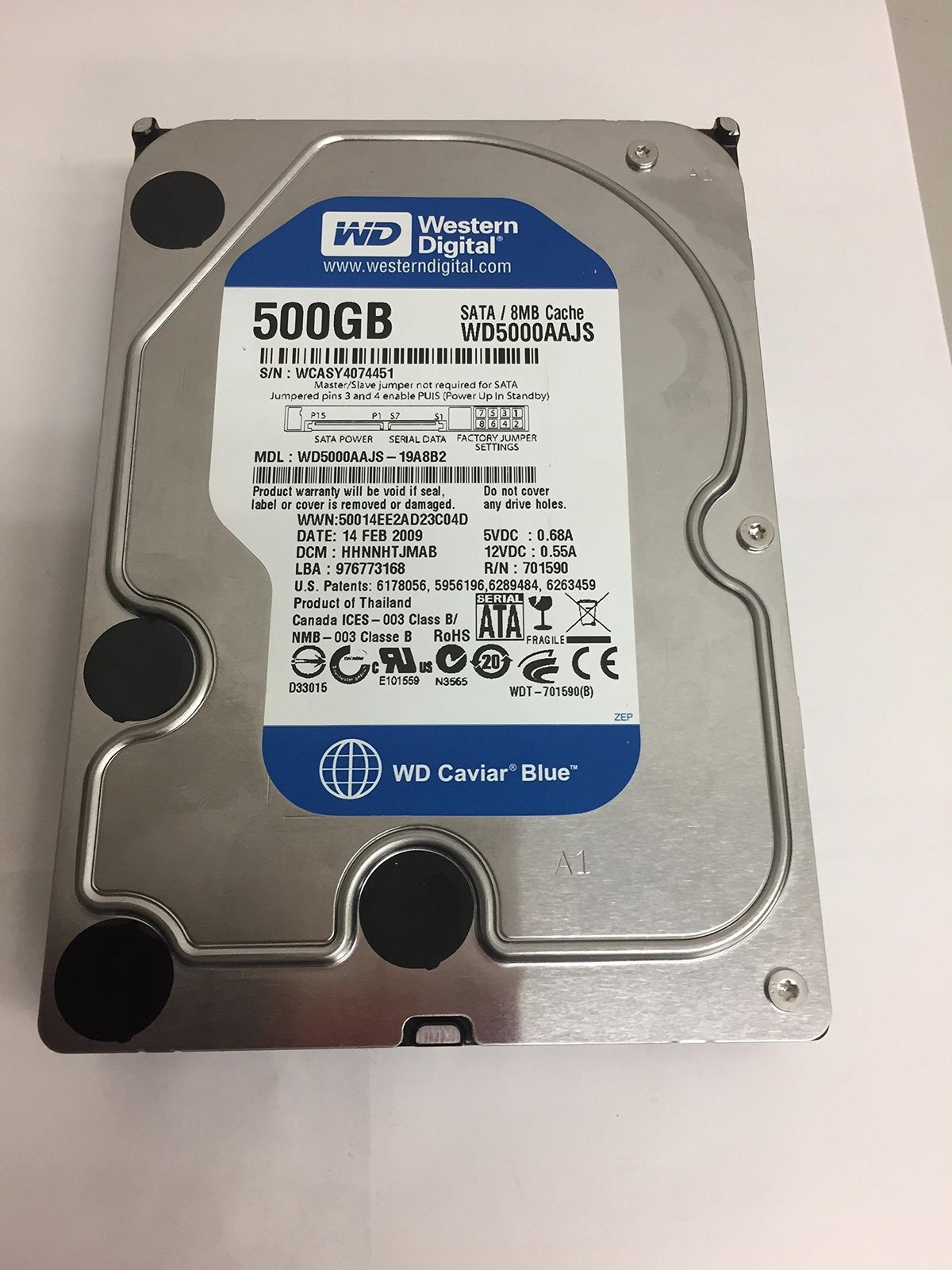 新品 WESTERN DIGITAL 3.5インチ内蔵HDD 500GB Serial-ATA3.0Gb 7200rpm 8MB WD5000AAJS