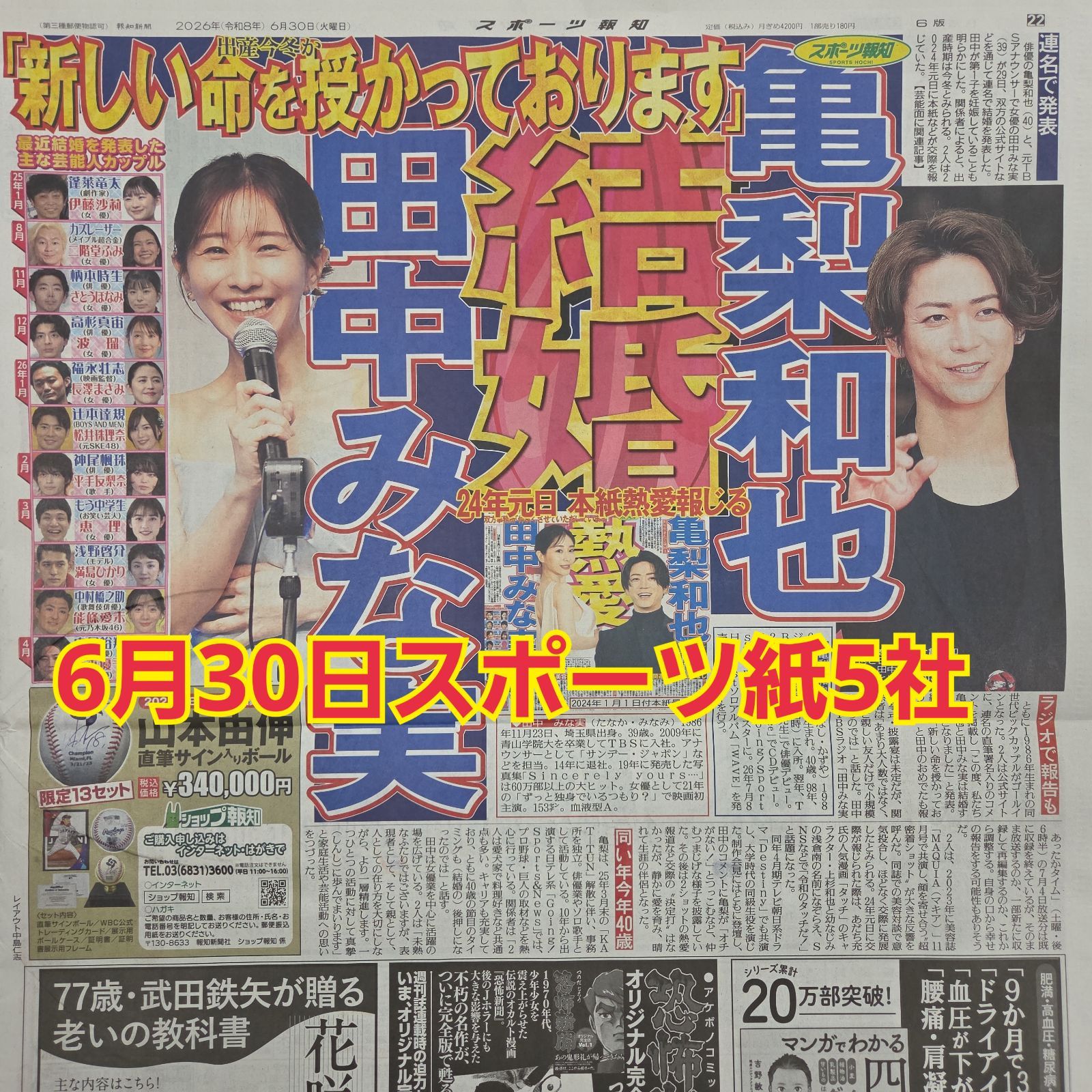 匿名配送！送料込み！ 6月30日 朝刊 スポーツ紙全5社 - メルカリ