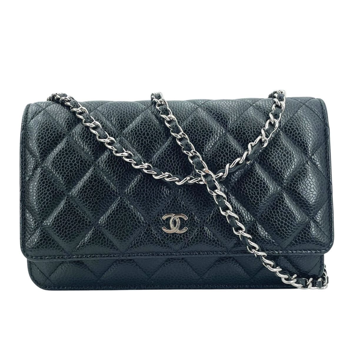 【中古】 CHANEL シャネル マトラッセ クラシック チェーンウォレット AP0250 キャビアスキン ブラック 黒 SV金具 28番台 チェーンショルダーバッグ レディース 26018087 HO