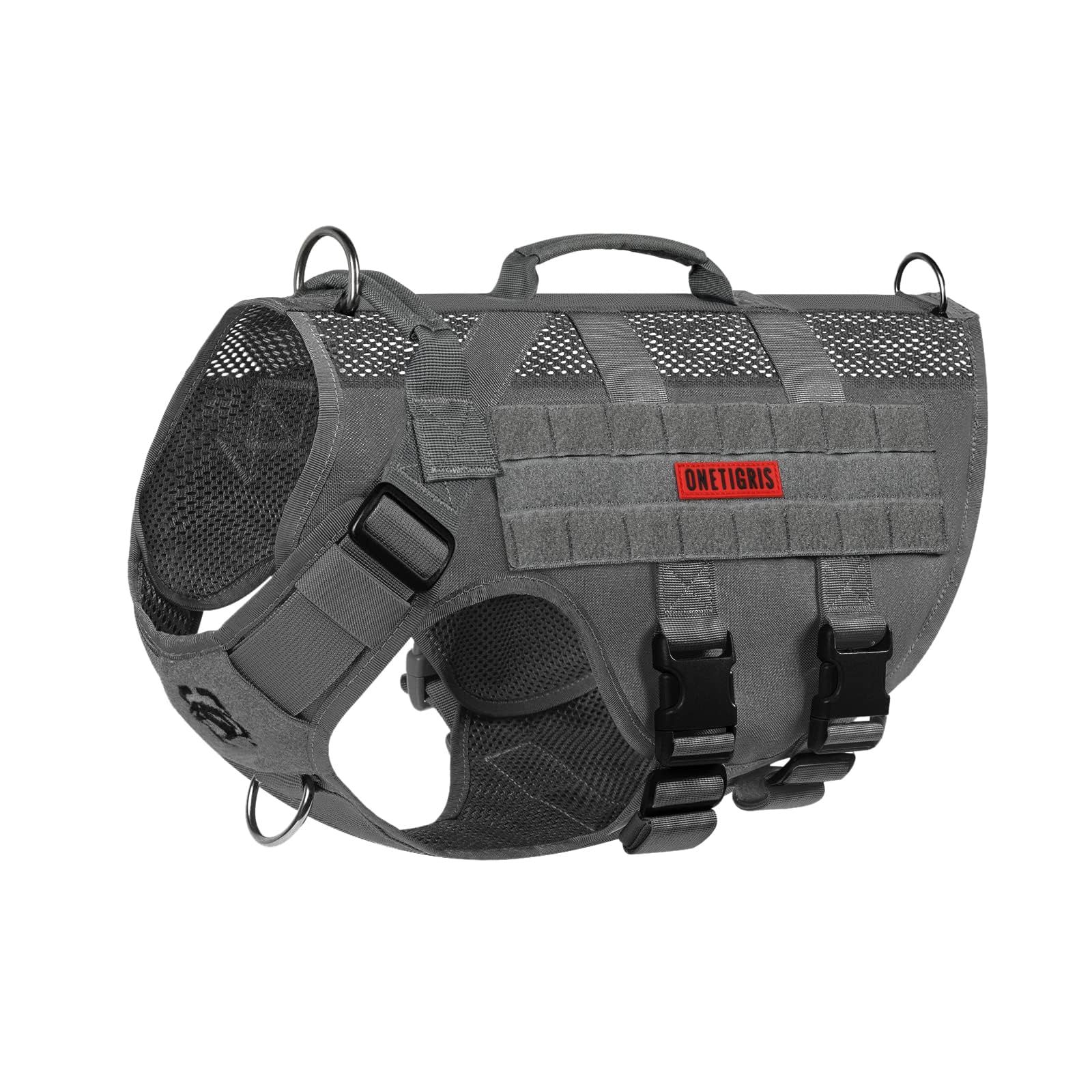 新品 OneTigris 犬用胴輪 犬ハーネス 小型犬/中型犬/大型犬に向け 通気性 調節可能 引っ張り防止 アタマを通さず ドッグハーネス 喉に優しい ネームプレート お出かけ便利 1000ナイロン製 (グレー S)