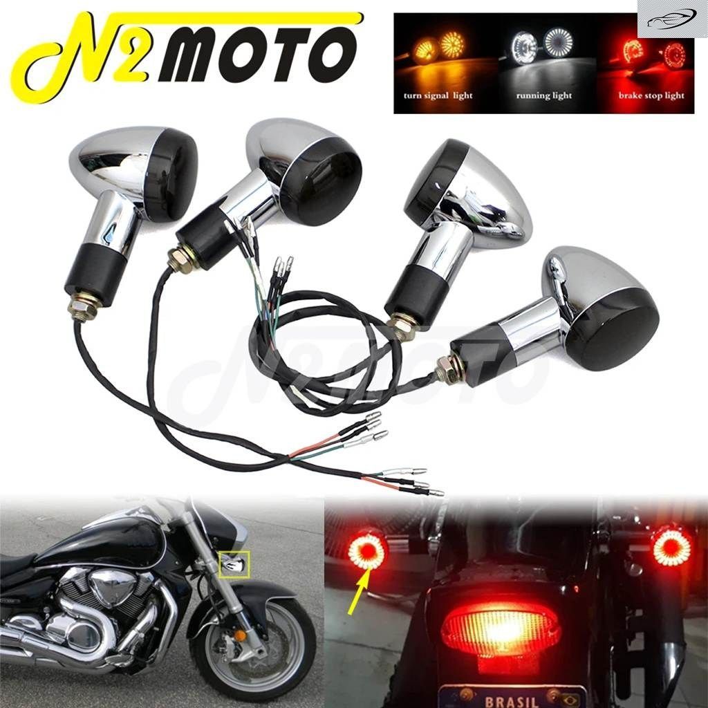 2IN1 フロント 3IN1 リア バイク ウィンカー インジケーター LED ブレーキ ライト ランニング ランプ ハーレー ダイナ ヤマハ 用