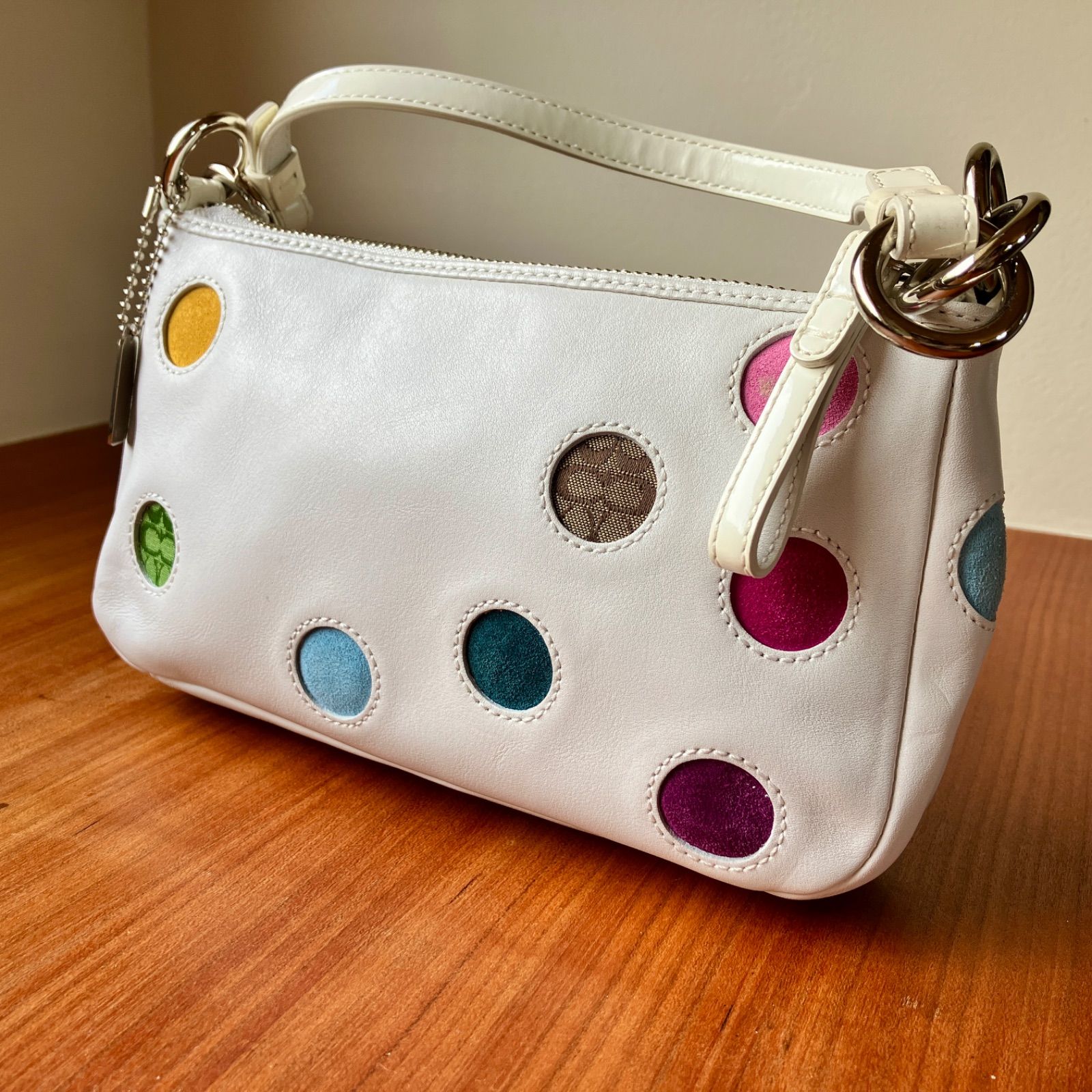 Vintage Coach Limited Edition Polka Dot Demi Shoulder Bag White Leather Y2K 22,052円