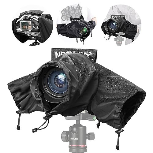 NEEWER カメラレインカバー Lサイズ 丈夫なナイロン製レインコート DSLR ミラーレス Vlog カメラ & 300/400/500/600/800mmのレンズに対応 スリーブ ドローストリング 透明窓 PB004t bbb403d1