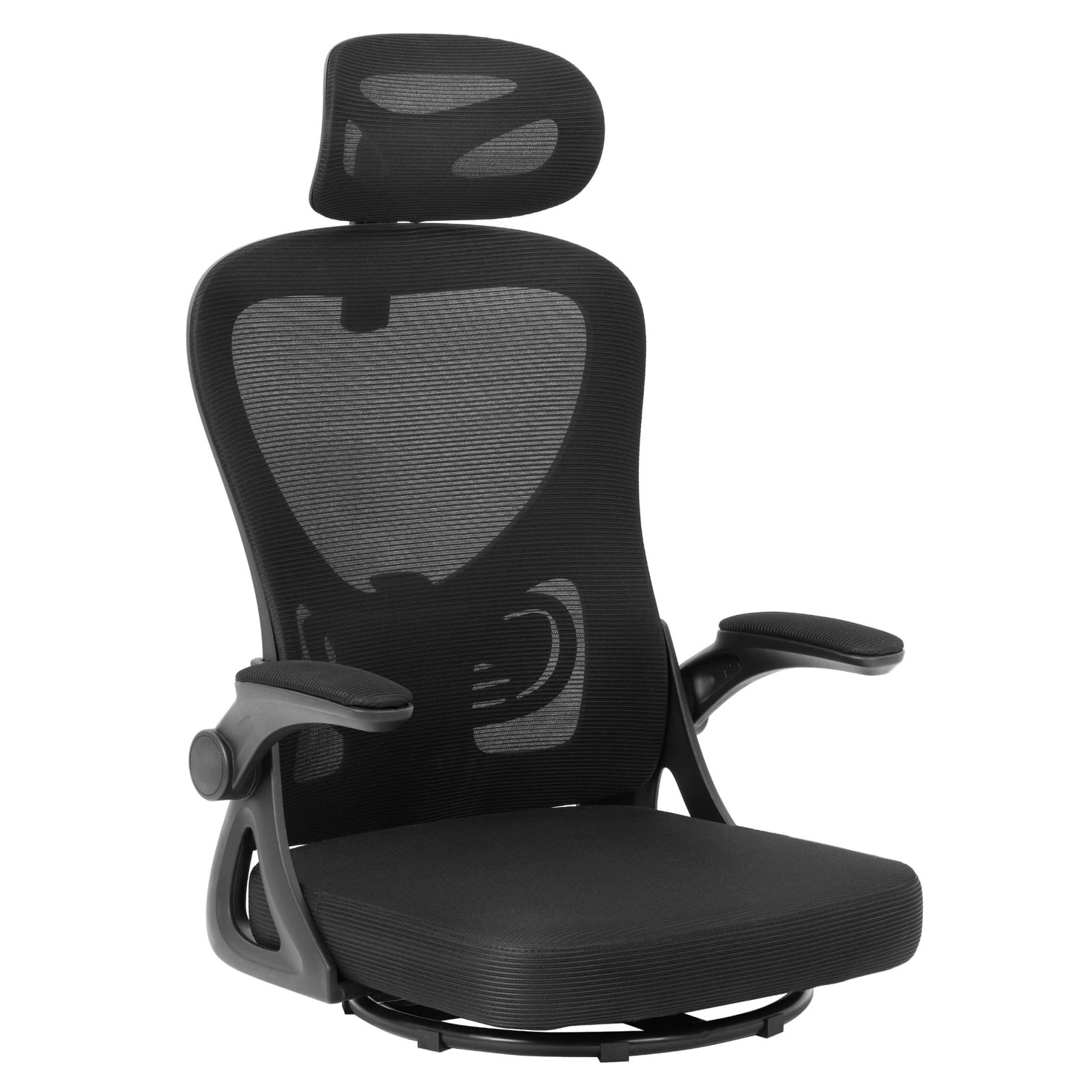 FLEXISPOT 座椅子 回転座椅子 OC0 360度回転 オフィスチェア デスクチェア メッシュチェア 肘跳ね上げ 2Dヘッドレスト ランバーサポート付き 省スペース オールシーズン対応 疲れない 在宅ワーク 組立簡単 コンパクト (ブラック)ｍａ
