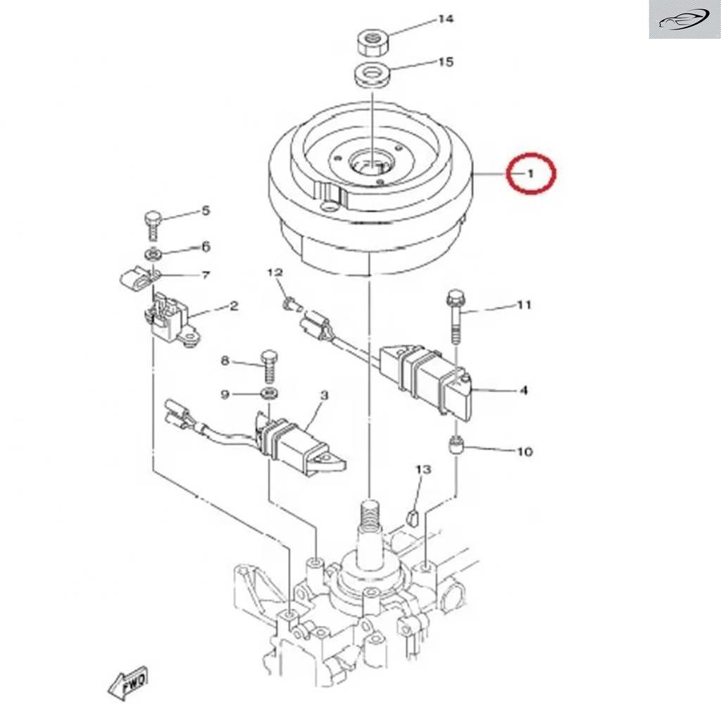 6B4-85550-01 ローター アセンブリ フライホイール ヤマハ ボート エンジン 2ストローク 9.9HP 15HP 6B4-85550 6B4-85550-00 6B4-85550-00-｜詳細画像