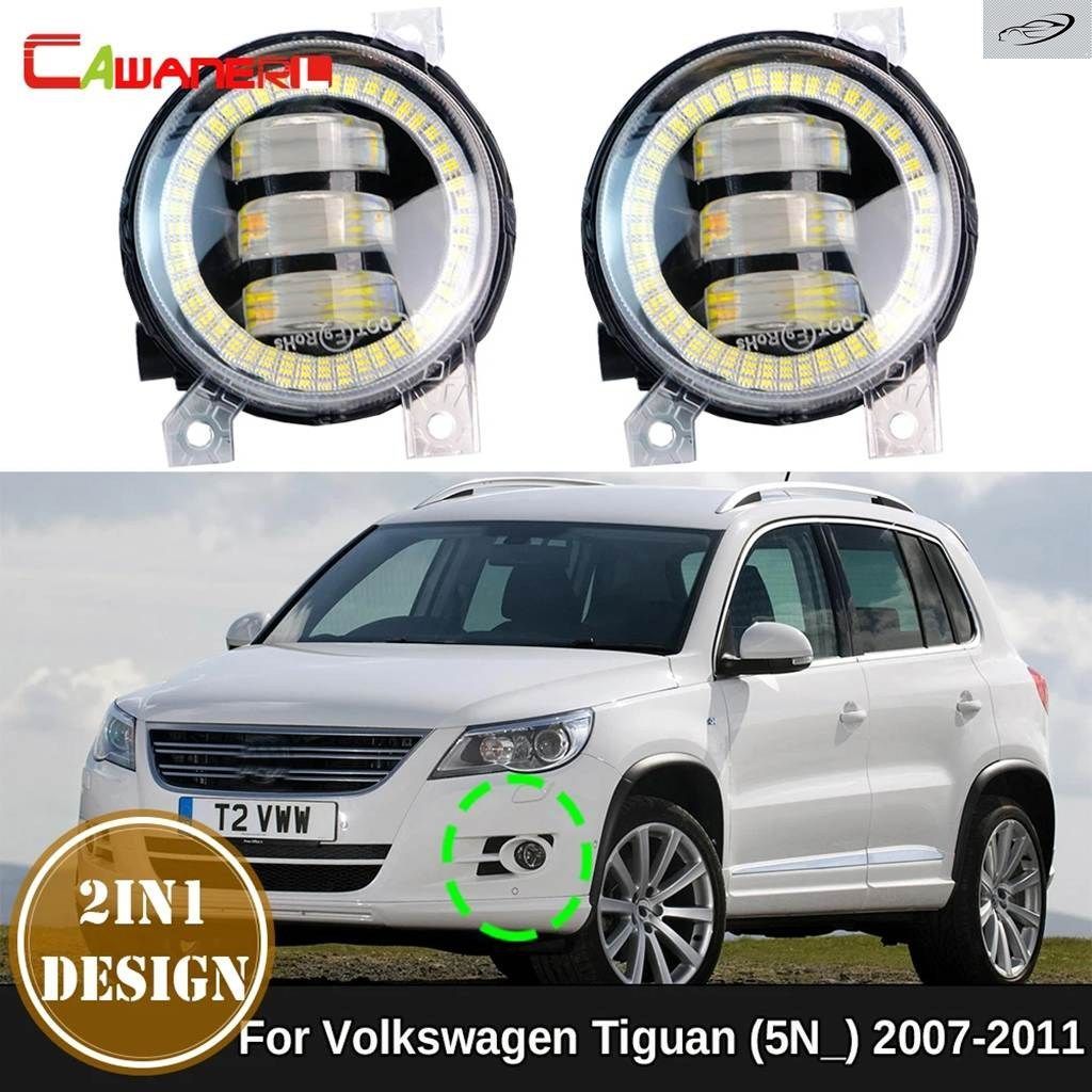CANBUS CAR 9006 LED フォグランプ エンジェルアイ DRL デイタイム ランニングランプ 2個 フォルクスワーゲン VW ティグアン 5N 2007 - 11