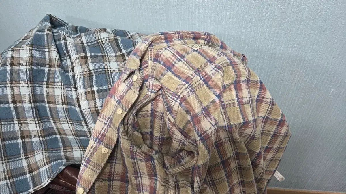 パンツフランネル ブルー ベージュ