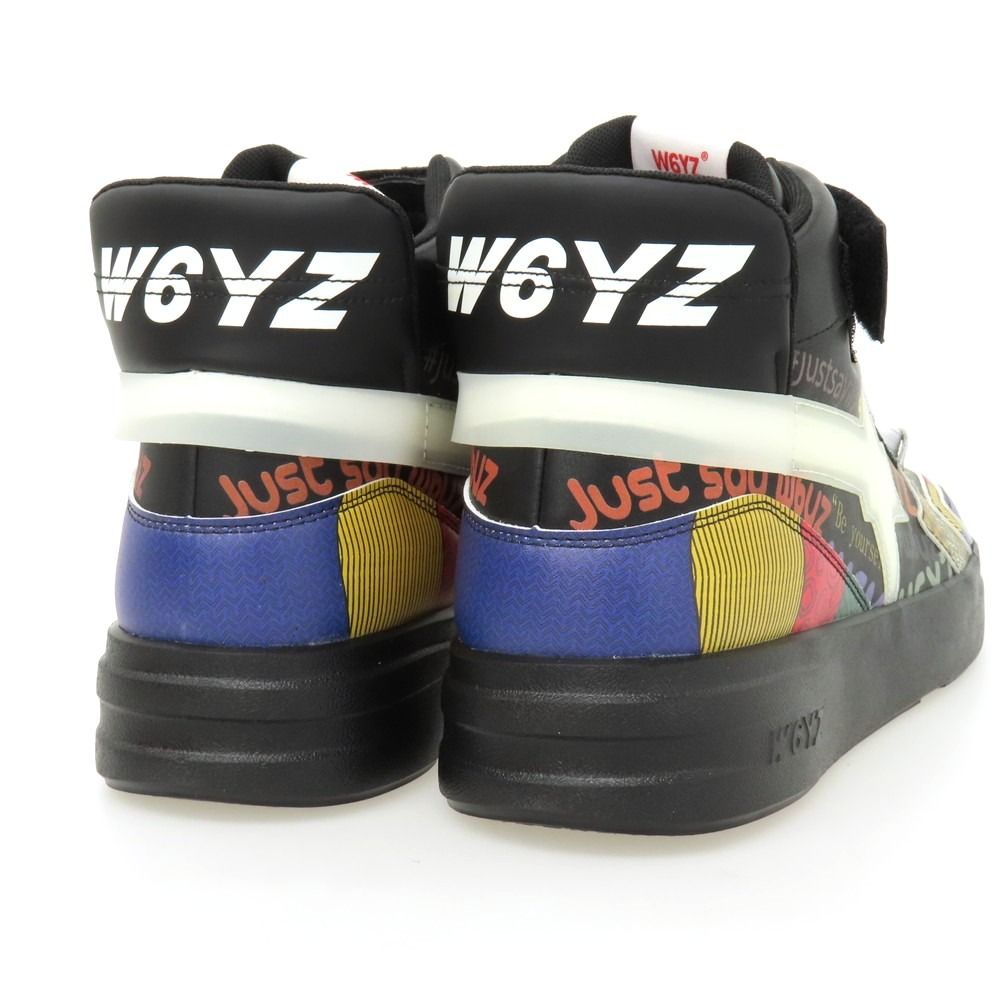 新品】ウィズ（W6YZ） W6YZ QM240-1A18 合成皮革 スニーカー ブラックx