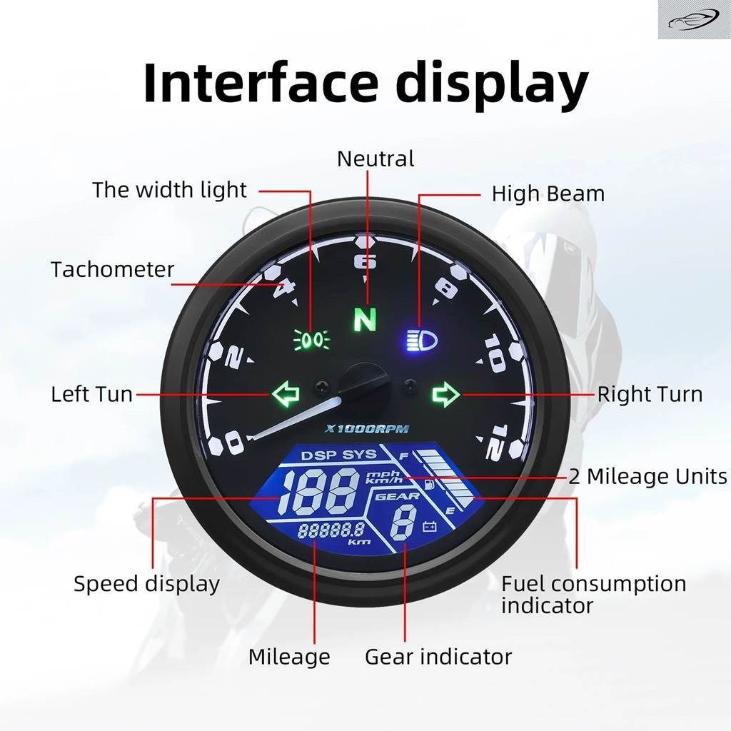 オートバイ 12000RMP LCD スピード メーター オドメーター タコ