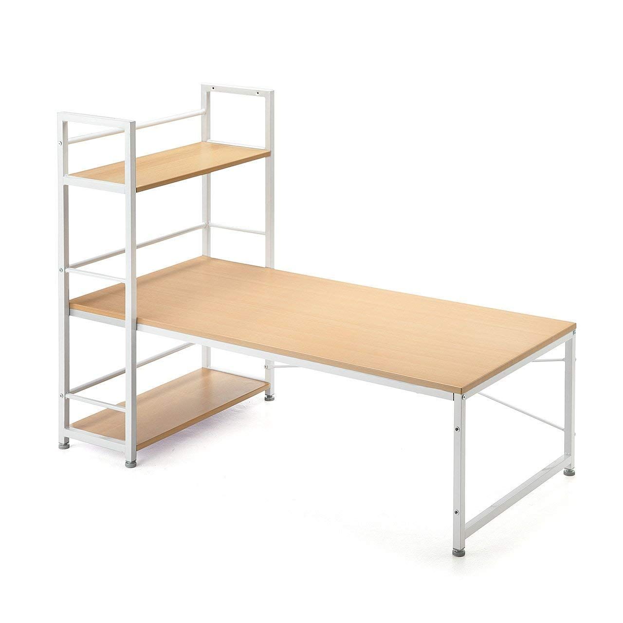 サンワダイレクト ローデスク 幅120cm 収納棚付き 左右入れ替え対応 パソコンデスク ロータイプ ライトブラウン 100-DESKH023LBRｍａ