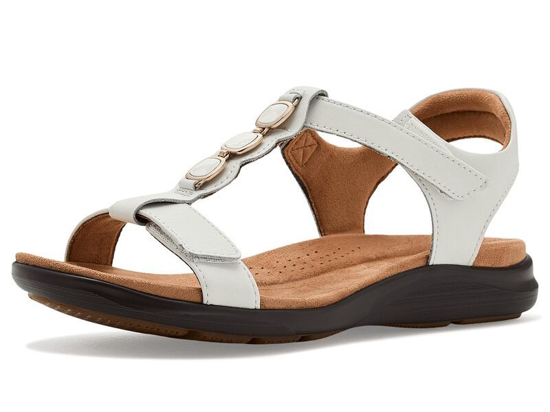 クラークス レディース シューズ サンダル Clarks Kitly Gem White Leather ホワイト