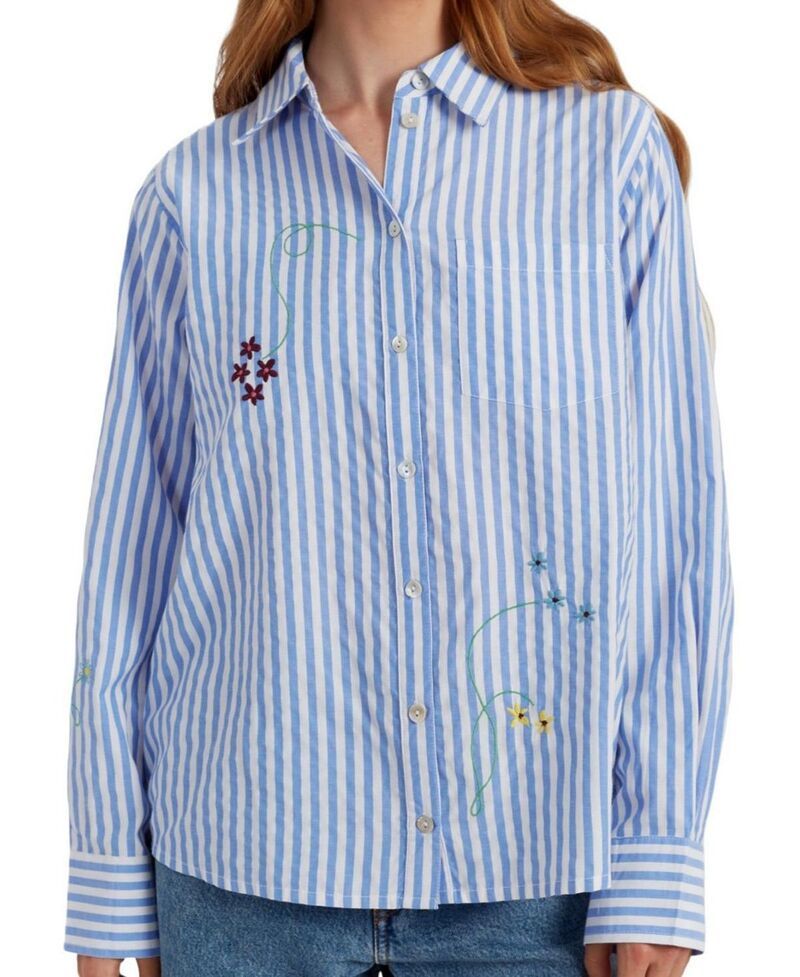 チンティアンドパーカー レディース トップス シャツ フラワー柄 オックスフォード コットン フラワー Chinti Parker Womens Cotton Oxford Stripe Floral