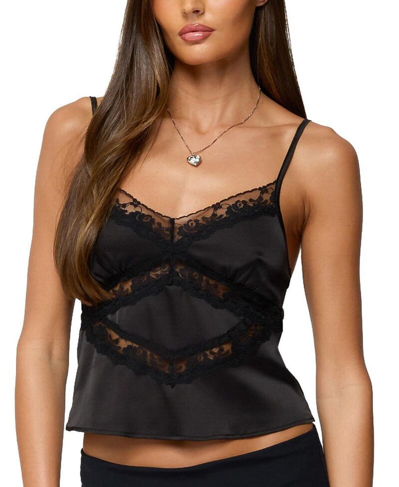 アディクテッド レディース トップス タンクトップ サテン Edikted Tamar Satin Effectank Top Black ブラック