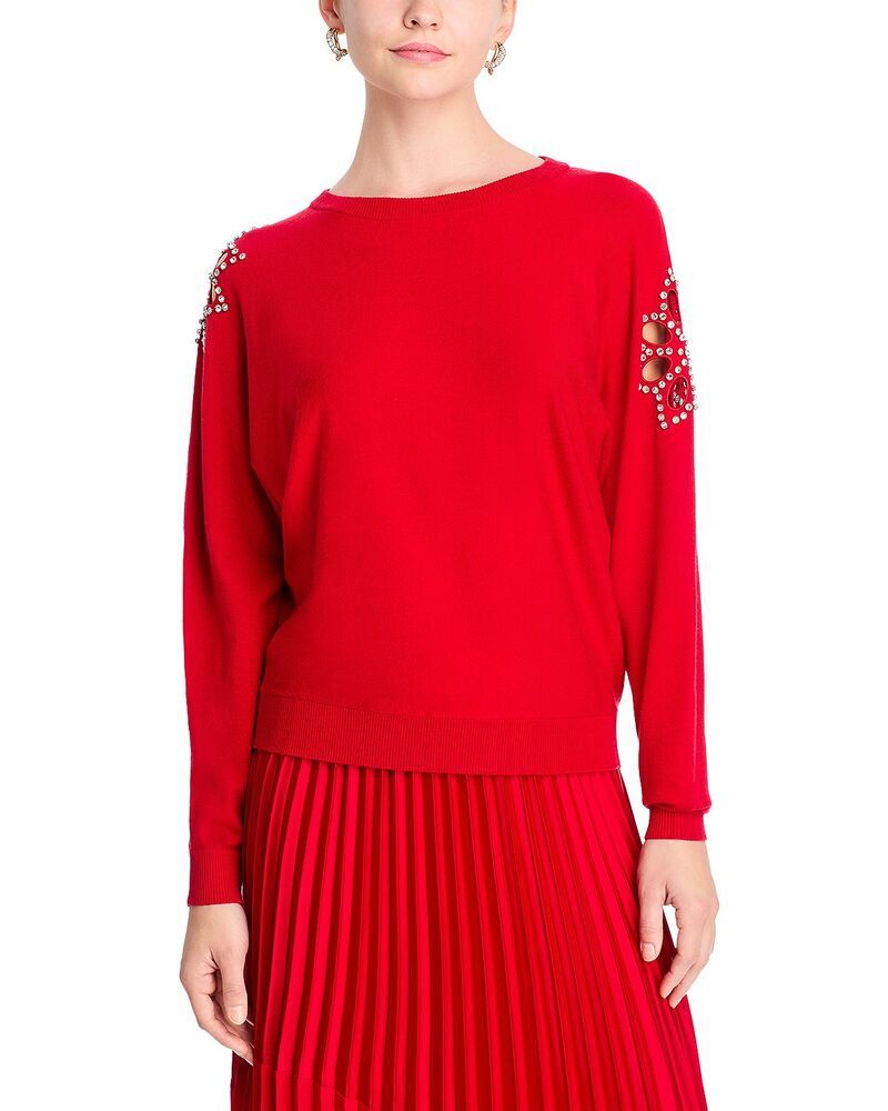 ティー・タハリ レディース アウター ニット・セーター クルーネック Tahari Embellished Crewneck Sweater Love Star