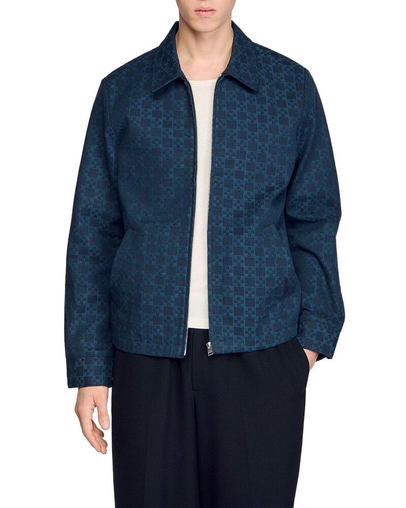 サンドロ メンズ アウター ジャケット・ブルゾン デニム Sandro Square Cross Denim Jacket Navy Blue ネイビー