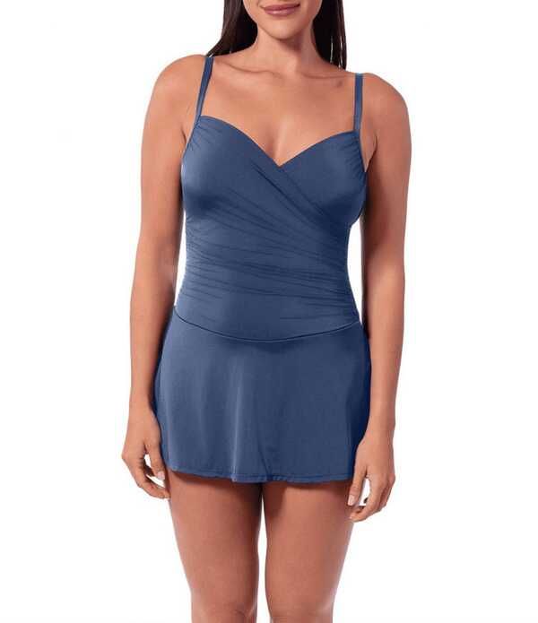 ジャントゼン レディース トップス ワンピース Jantzen Sol Sweetheart Neck Tummy Control Flirty Swimdress Patheon Blue ブルー