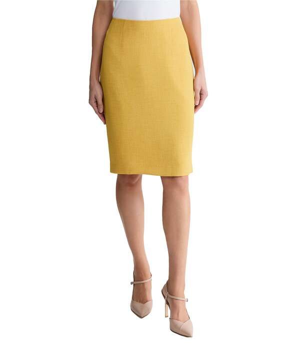 カスパール レディース ボトムスカート クレープ ミディ Kasper Crepe Midi Pencil Skirt Butterscotch