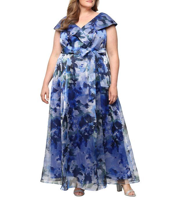 アレックスイブニングス レディース トップス ワンピース フラワー柄 プラスサイズ プリント フラワー Alex Evenings Plusize Floral Print Organza Portr