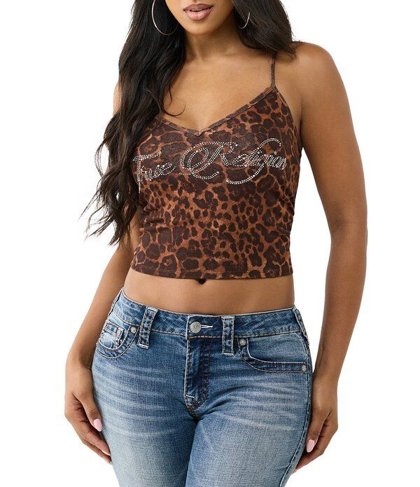 トゥルーレリジョン レディース トップス シャツ Vネック プリント ノースリーブ True Religion Crystaleopard Print VNeck Sleeveless Coordin