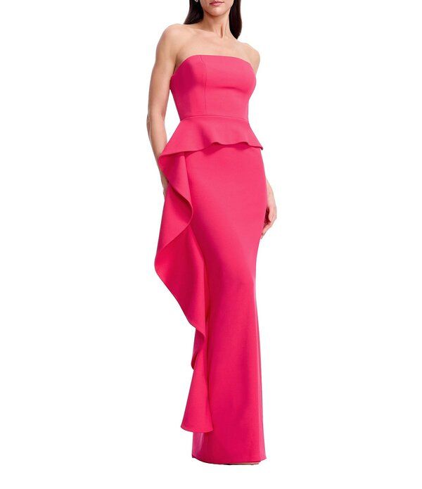 ドレスザポプレーション レディース トップス ワンピーストラップレス Dress the Population Laysia Peplum Strapless Gown Begonia 42,480円