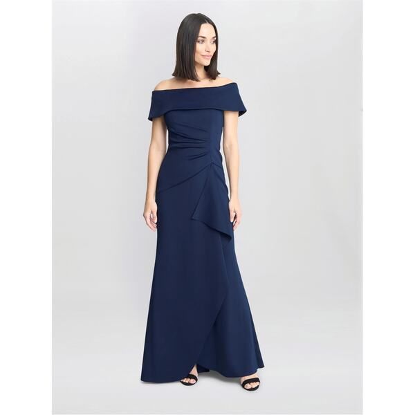 ジーナバッコーニ レディース トップス ワンピース マキシワンピース マキシ Gina Bacconi Carla Off The Shoulder Maxi Dress NAVY ネイビー