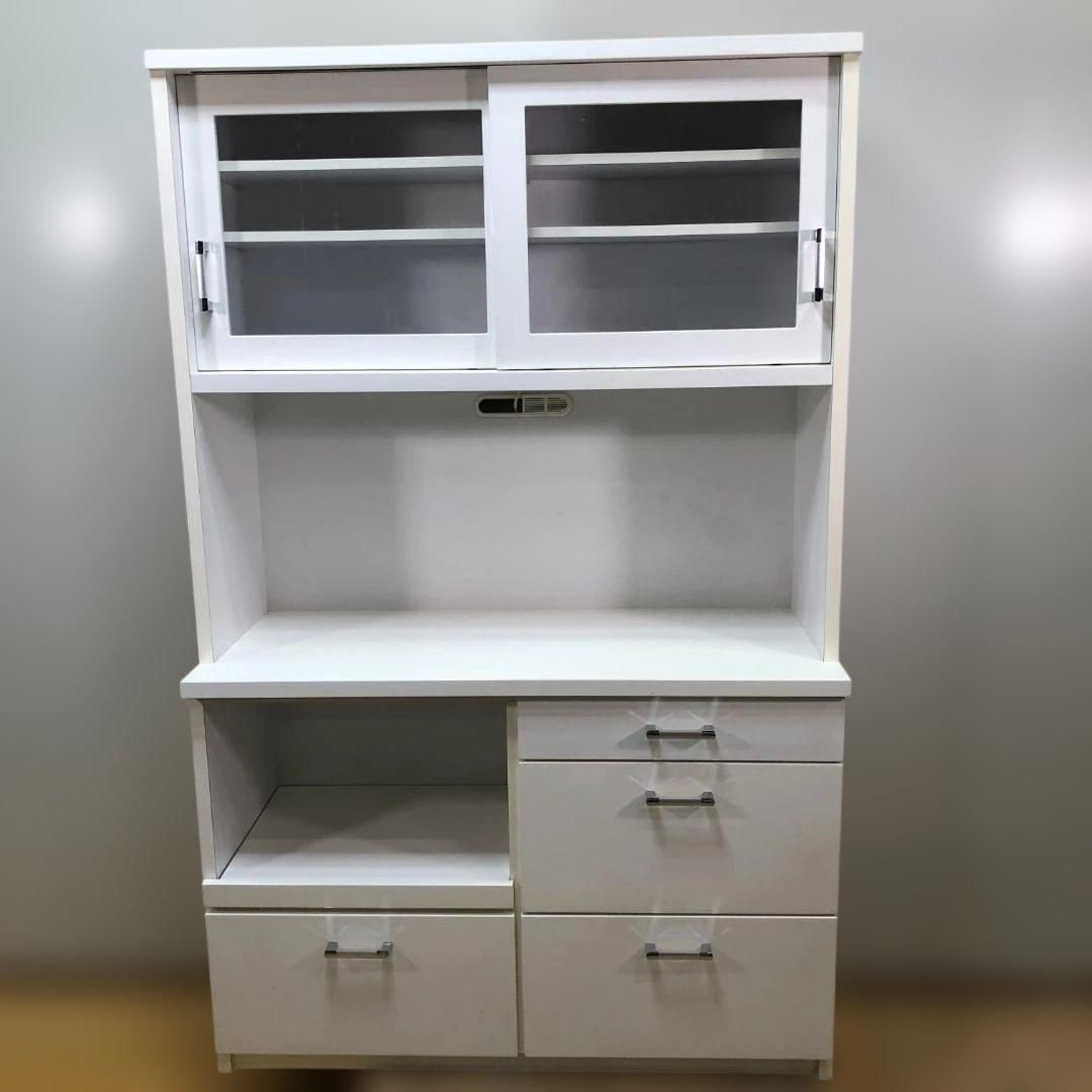 120cm キッチンボード 食器棚 カップボード レンジボード ホワイト 