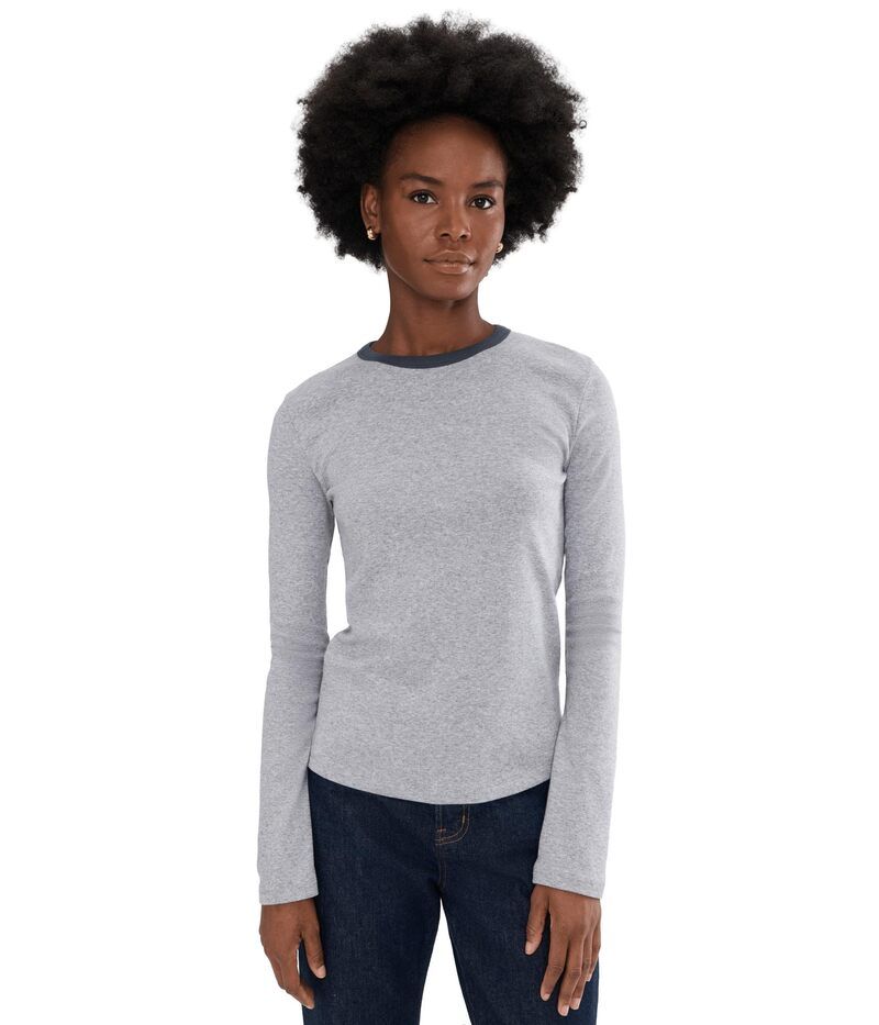 ヴィンス レディース トップス シャツ Vince Heather Tipped Long Sleeve Crew Thistle Combo ヘザー