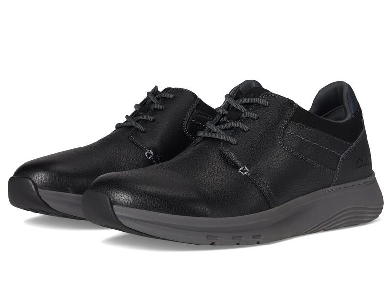 クラークス メンズ シューズ スニーカー Clarks Motion Trek Plain Toe Black Leather ブラック