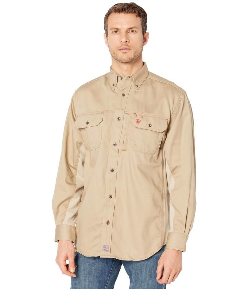 アリアト メンズ トップス シャツ Ariat FR Solid Vent Long Sleeve Work Shirt Khaki カーキ