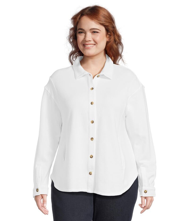 モッドドック レディース アウター パーカー・スウェット ボタンダウン シャツ ダウン Mododoc Long Sleeve Button Down Overshirt White ホワイト
